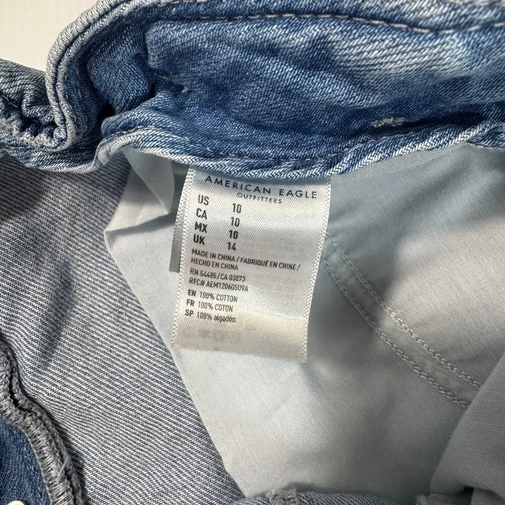 American Eagle Paperbag Waist Denim Shorts Women's 10 Coastal Grandmother Summer - Picture 5 of 11